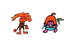 左:手書きで描かれたぶながや、右:デフォルメして描かれたぶながやのイラスト